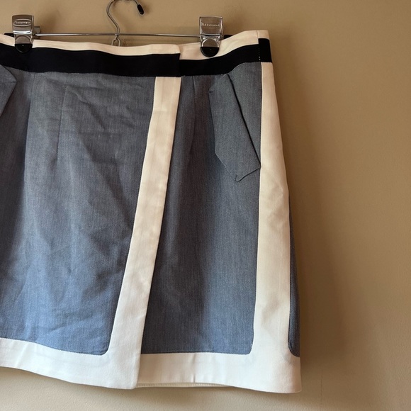 MORINE Comte Marant Mini Skirt Linen Blend Colorblock Blue Pockets Faux Wrap - Picture 3 of 11